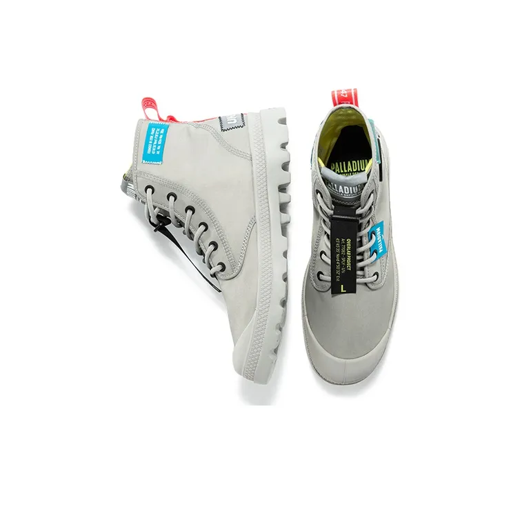 Palladium Pampa Canvas Shoes Unisex High Top Lime Gray-3