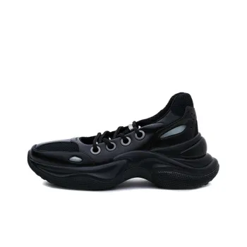 HALF AWAKE Non-slip Wear-resistant Shock Absorption Low-Top Chunky Sneakers Women's Black