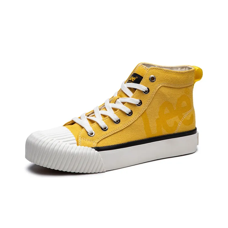 Lee Height Increasing Lightweight Breathable High Top Canvas Shoes Unisex Yellow Ochre-1