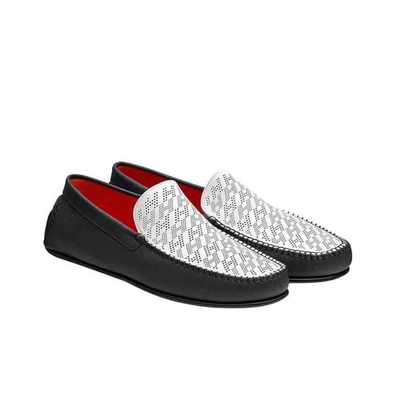 HERMES Gommino Loafers Women's Black/White-3