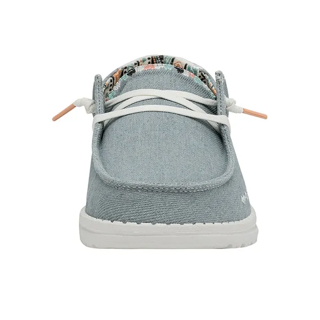 Heydude Canvas Shoes Women's Low Top Light Denim Blue-4