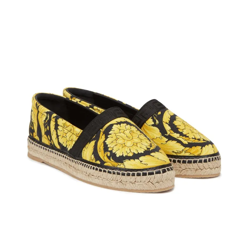 VERSACE Barocco Espadrilles Women's Black/Yellow-2