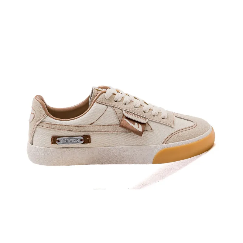 Warrior Ulzzang Trendy Versatile Durable Breathable Low Top Canvas Shoes Unisex Beige Coffee-1