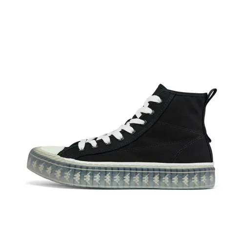 Kappa Anti Slip Wear Resistant High Top Canvas Shoes Unisex Black