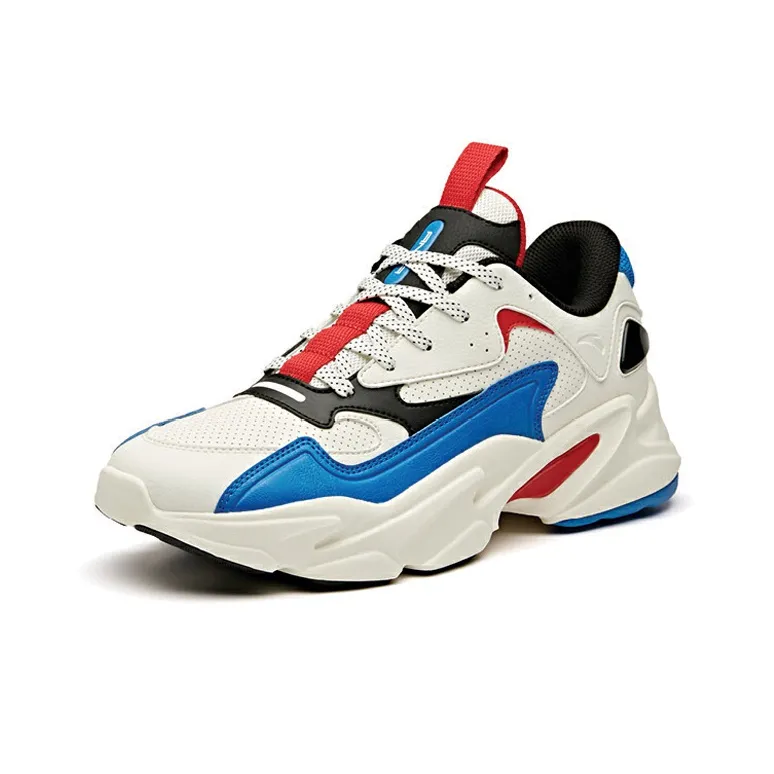 Anta Life Collection Cushioned Slip-Resistant Abrasion-Resistant Low-Top Chunky Sneakers Blue White Black-1