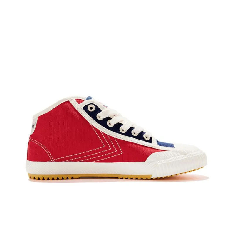 XIONGMAOSHANGDIAN x Feiyue Collaboration Anti-Slip Wear-Resistant Mid-Top Canvas Shoes Unisex White Blue-1
