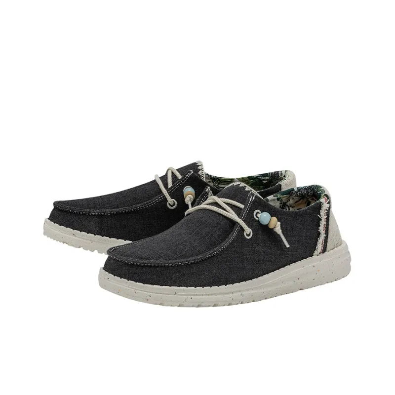 Heydude Canvas Shoes Women's Low Top Carbon Black-2