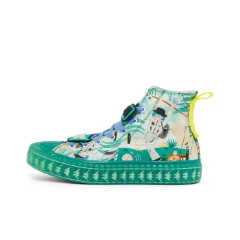SUNJIAYI x Kappa Wear Resistant High Top Canvas Shoes Unisex Yellow Green
