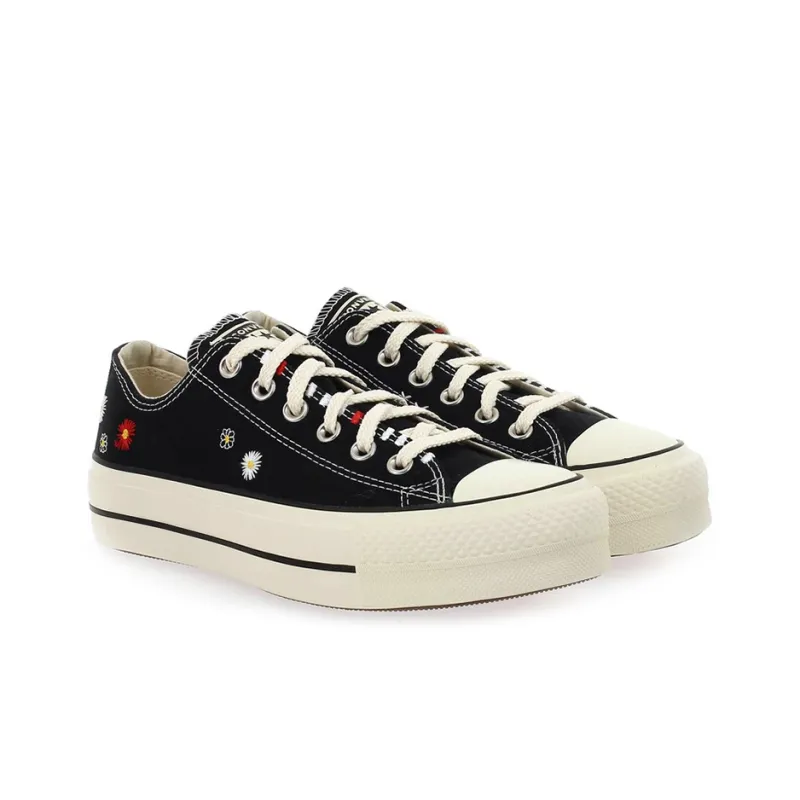 Converse Women's Chuck Taylor All Star Lift Low 'Daisy Embroidery Black' Women's-2