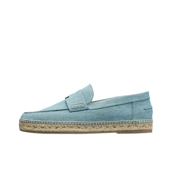 HERMES Trip Casual Flat Shoes Women's Denim Blue