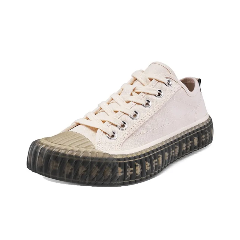 Kappa Anti Slip Wear Resistant Low Top Canvas Shoes Unisex Ecru-2