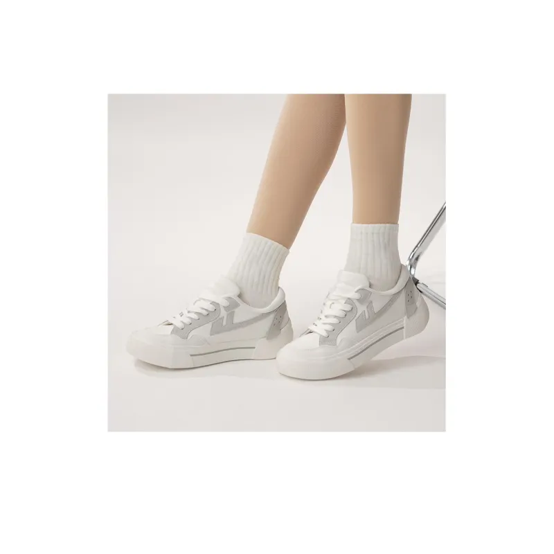 Warrior Wing Series Abrasion Resistant Slip Resistant Low Top Skateboard Shoes Unisex White Gray-5