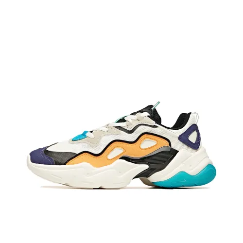 Anta Cushioning Anti-Slip Wear-Resistant Breathability Low-Top Chunky Sneakers Men's White Black Yellow