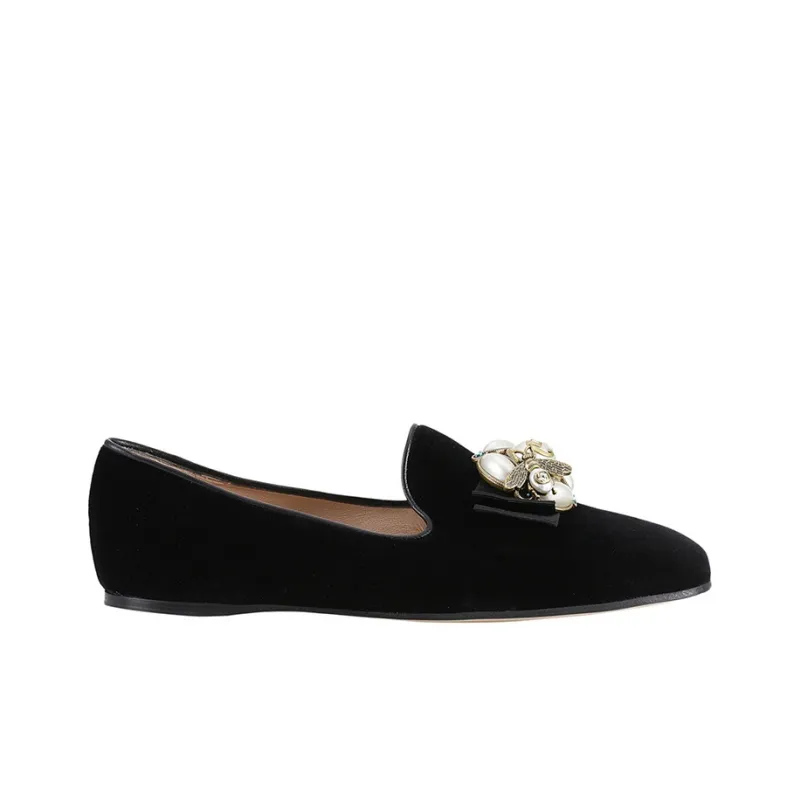 GUCCI Velvet Ballet Flat With Bee-1