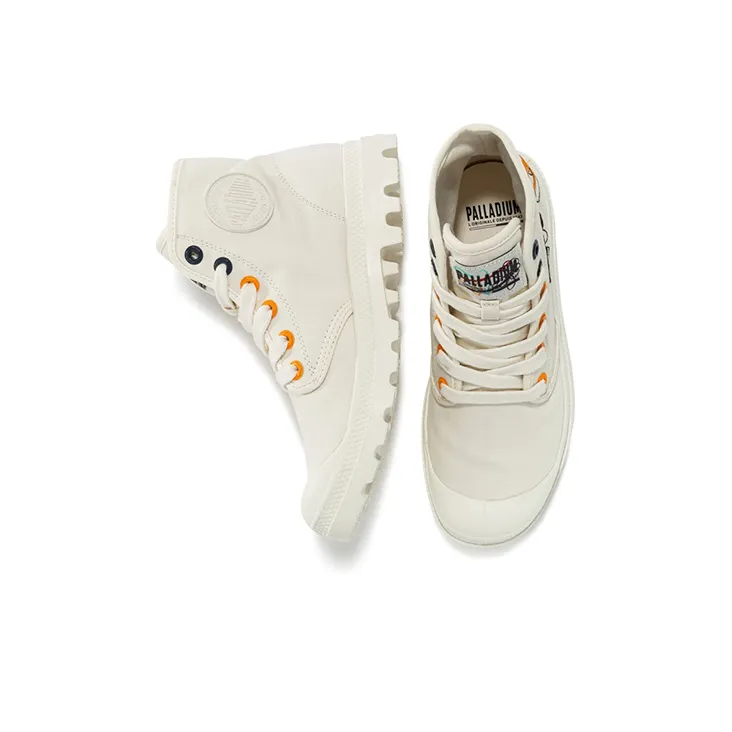 Palladium Pampa Anti Slip And Wear Resistant Breathable Cushioning High Top Canvas Shoes Unisex Soft White-3