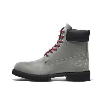 Timberland Premium 6 Inch Boots 'Grey Nubuck With Red'