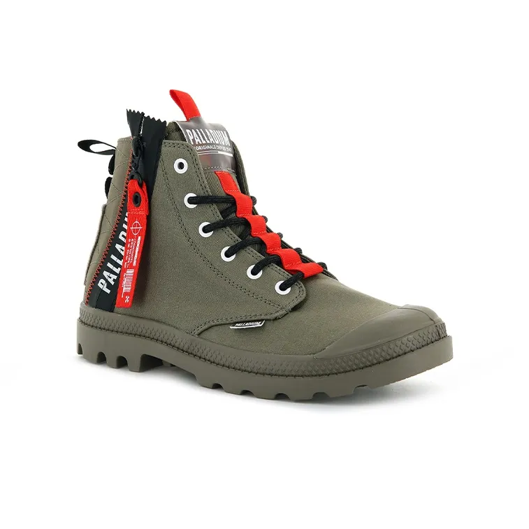 Palladium Pampa Hi Ticket To Earth Anti-Slip Wear-Resistant High-Top Canvas Shoes Unisex Army Green-2
