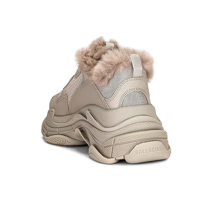 Balenciaga Triple S Fake Fur Beige Women's-3