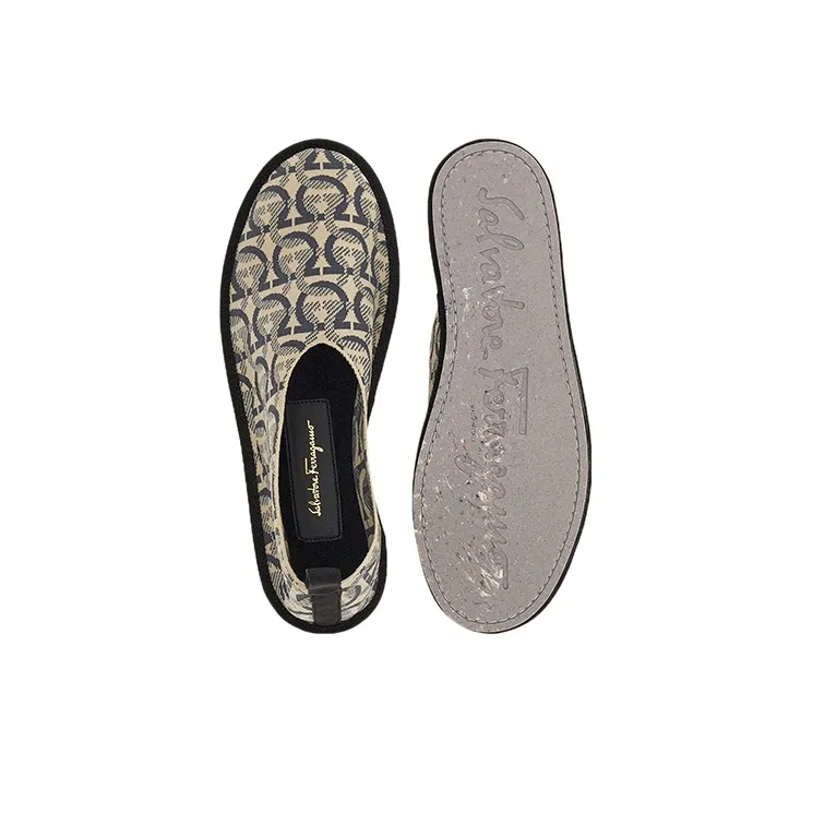 FERRAGAMO Flat Shoes Women's White Black-4