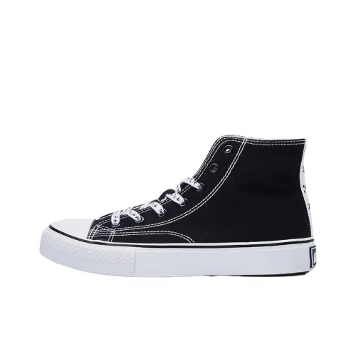 WARRIOR Canvas Shoes Unisex High-Top Black/White