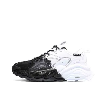 PEAK Taichi Journey 1st Generation Cushioning Slip Resistant And Abrasion Resistant Low Top Chunky Sneakers Black White