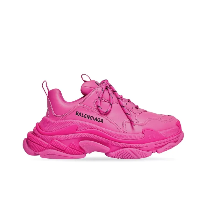 Balenciaga Triple S Faux Leather Dark Pink Women's-1