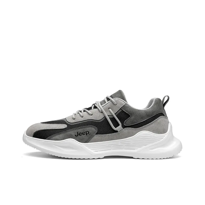 Jeep Wear Resistant Low Top Chunky Sneakers Men's Gray Black-0