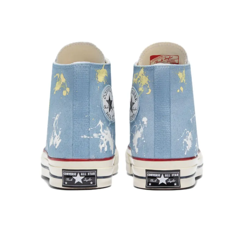 Converse 1970s Pastel Splash Anti-Slip Wear-Resistant Lightweight Coverage High-Top Canvas Shoes Unisex Blue-4