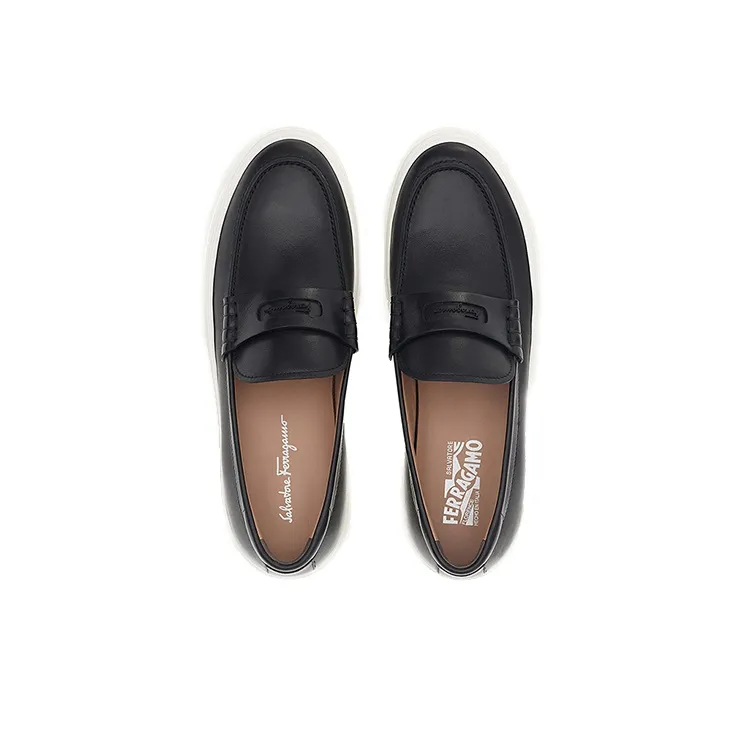 FERRAGAMO Business Casual Leather Shoes 'Black' Men's-3