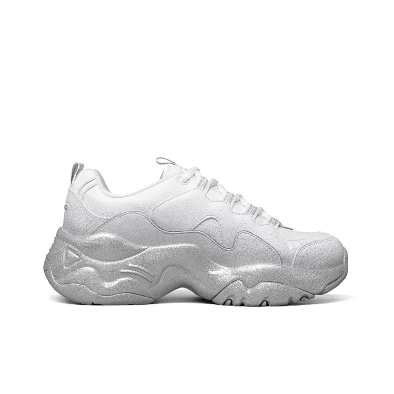Skechers D Lites 3.0 Low Top Sneakers White/Silver Women's-1