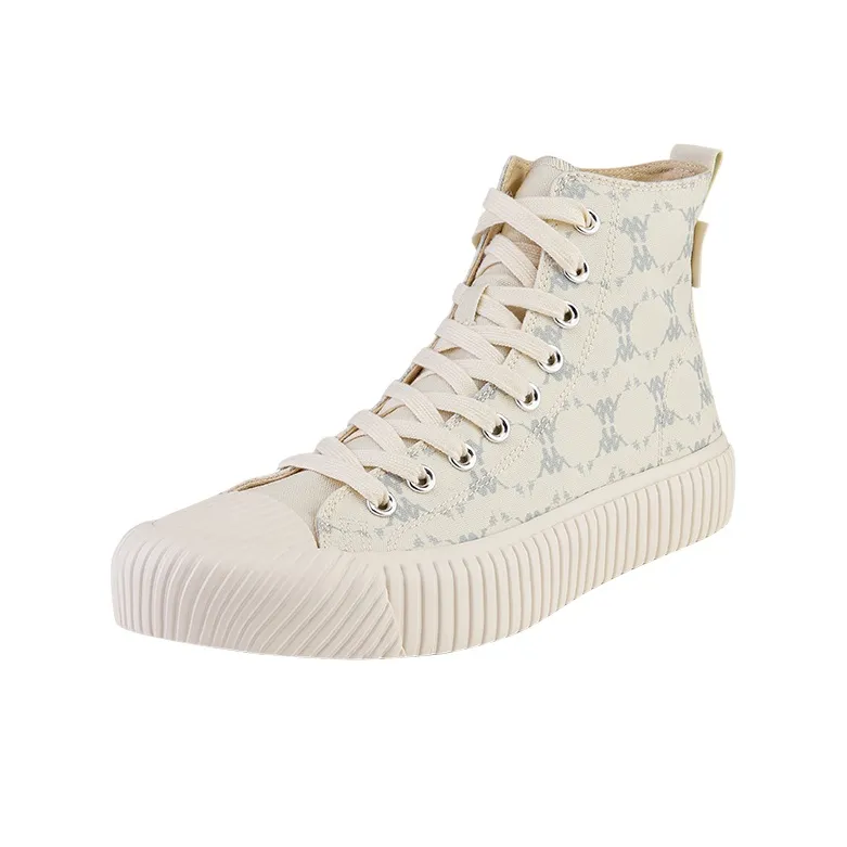 Kappa Monogram Abrasion Resistant Coverage High Top Canvas Shoes Unisex Heron Feather White-1