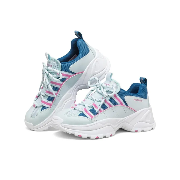 Skechers Kozmiks Cushioned Slip Resistant Breathable Low Top Chunky Sneakers Women's Pink Blue-2