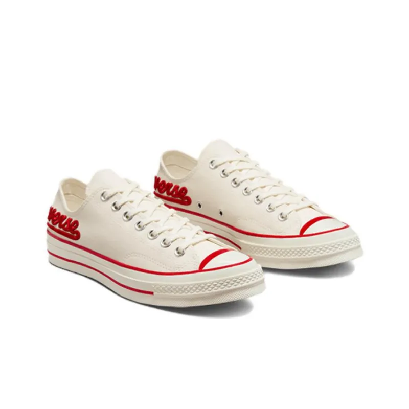Converse 1970s Abrasion Resistant Low Top Canvas Shoes Unisex White Red-2
