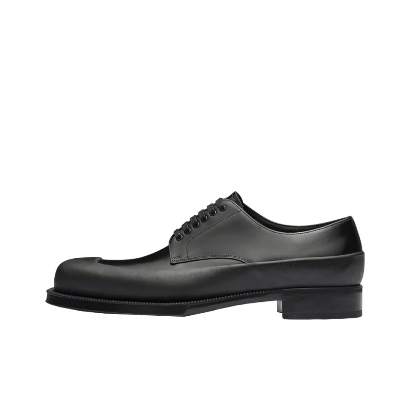 PRADA Brushed Square-toe Derby Shoes-0