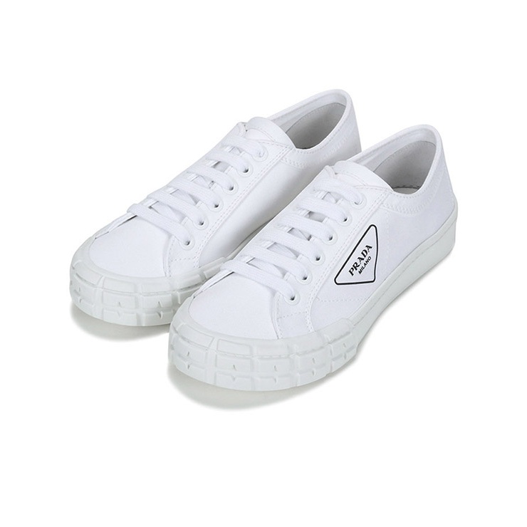 スニーカー Prada White Canvas Sneakers PRADA Canvas Shoes Men Low-Top White - POIZON