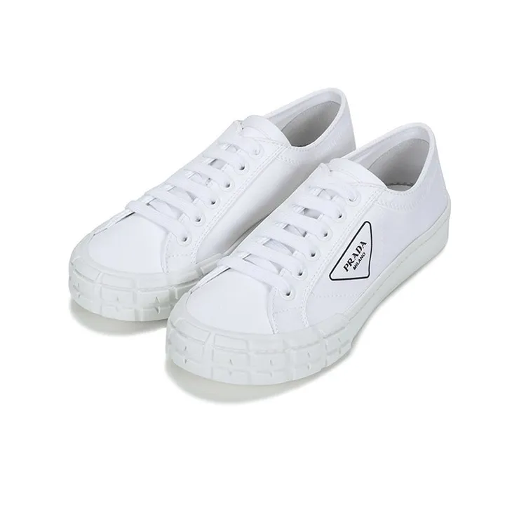 PRADA Low Top Canvas Shoes Men's White-2