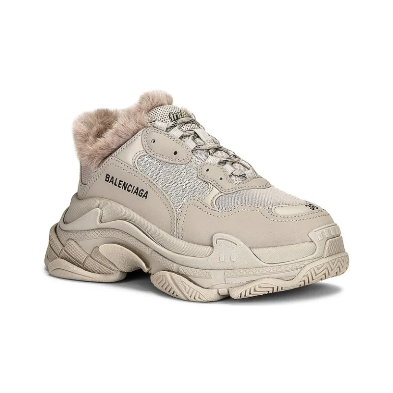 Balenciaga Triple S Fake Fur Beige Women's-2