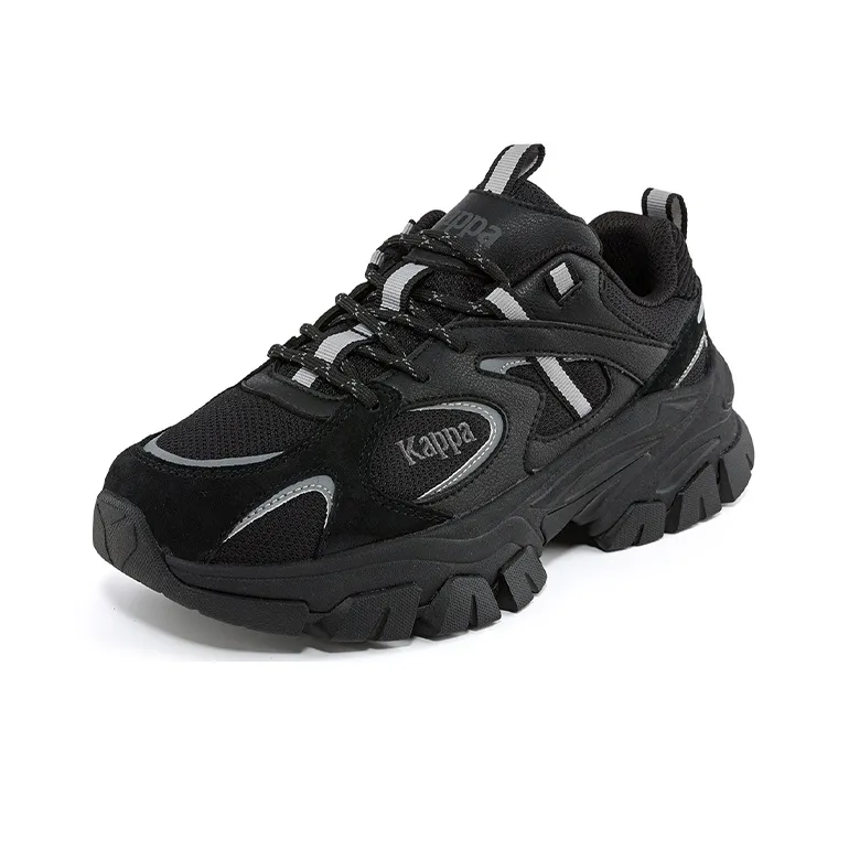 Kappa Cushioning Anti Slip And Wear Resistant Low Top Chunky Sneakers Unisex Black Silver-1