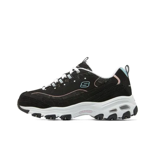 Skechers D'LITES Sparkling Rain Anti-Slip Wear-Resistant Low-Top Chunky Sneakers Women's Black White