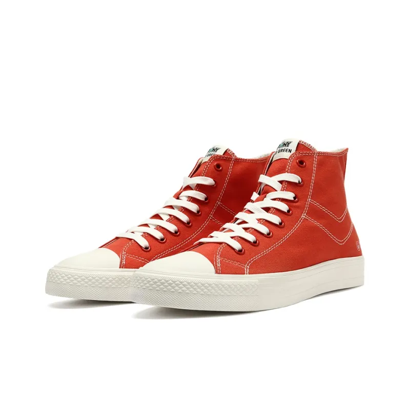 PONY Slip Resistant And Abrasion Resistant Coverage High Top Canvas Shoes Unisex Orange Red-2