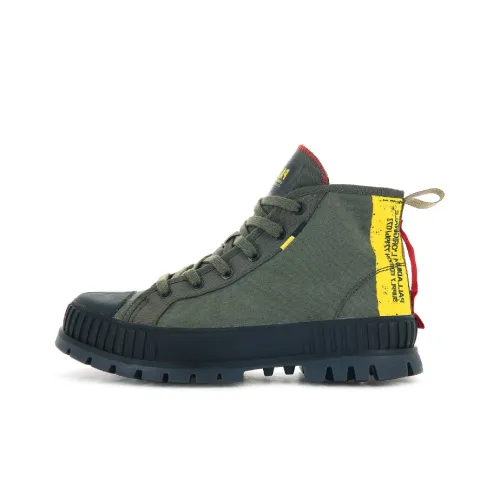 Palladium Canvas Shoes Unisex High-Top Army Green/Yellow/Red/Black