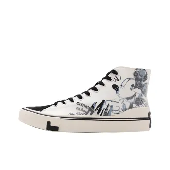 Disney x LiNing Anti Slip And Wear Resistant Balance High Top Canvas Shoes Men's Black White