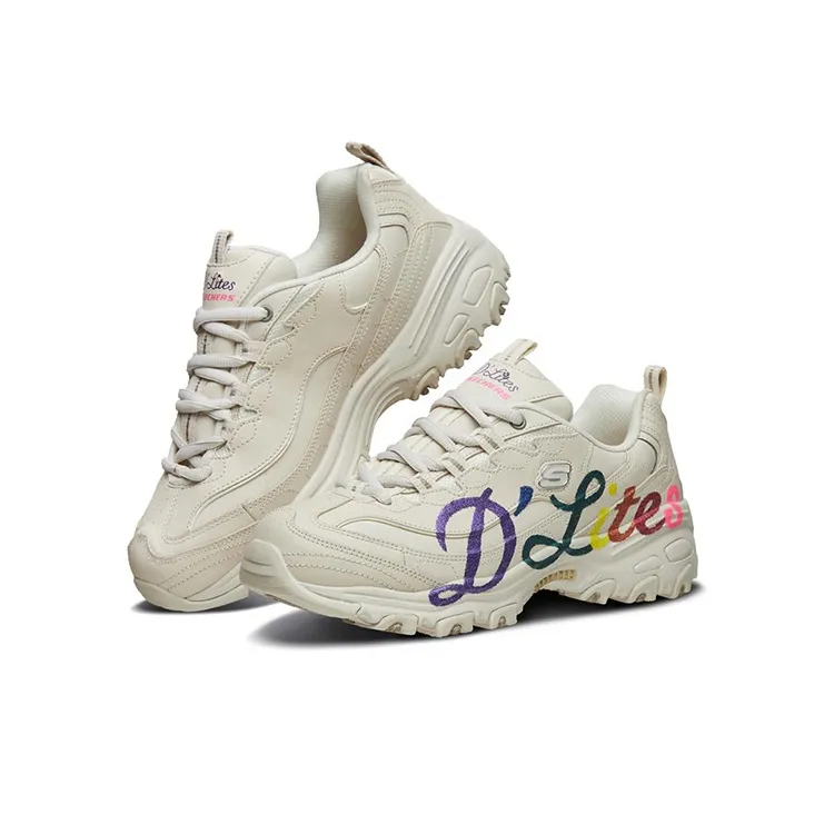 Skechers D'LITES 1.0 Cushioned Anti Slip Wear Resistant Breathable Lightweight Low Top Chunky Sneakers Women's Natural-2