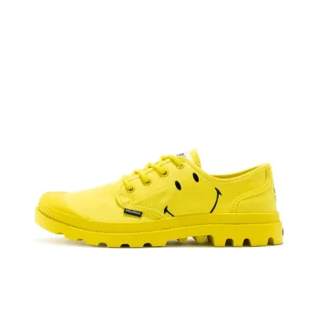 Smiley X Palladium Pampa Canvas Shoes Unisex Low Top Fiery Yellow