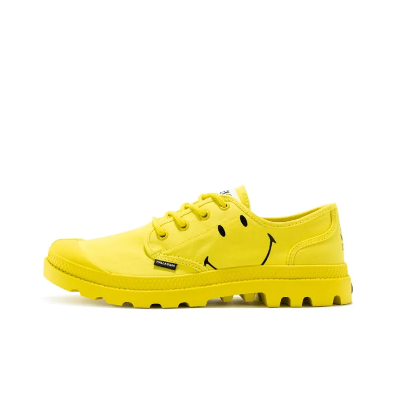 Smiley X Palladium Pampa Canvas Shoes Unisex Low Top Fiery Yellow-0