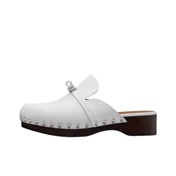 HERMES Wrap toe Slippers Women's White