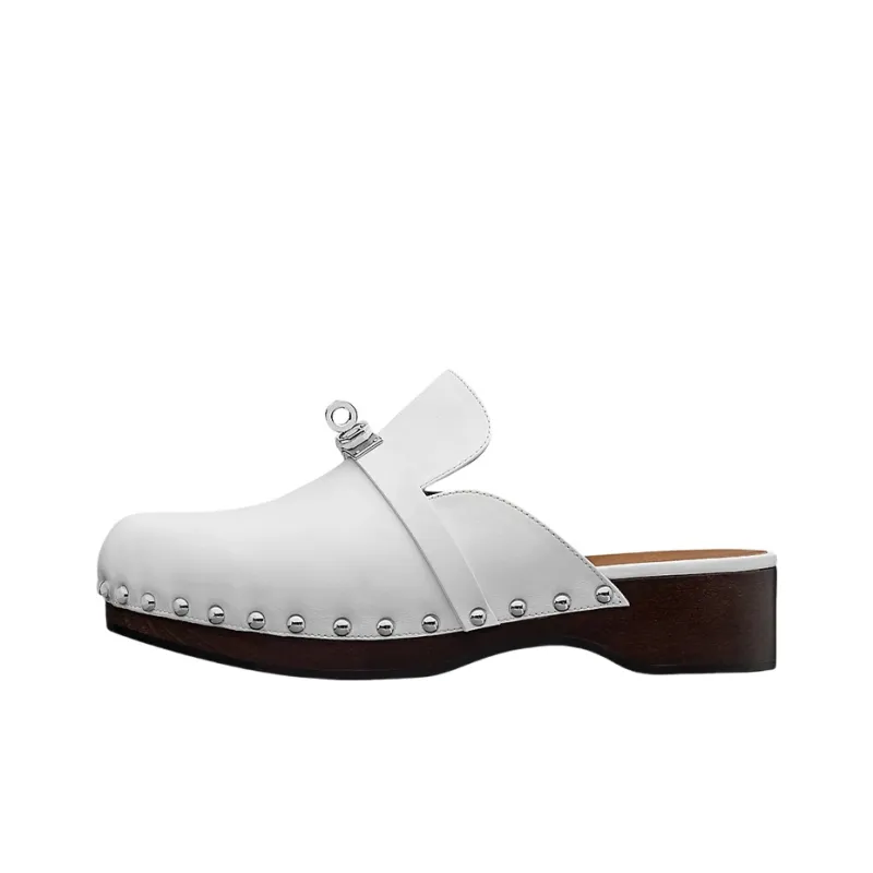 HERMES Wrap-toe Slippers Women's White-0