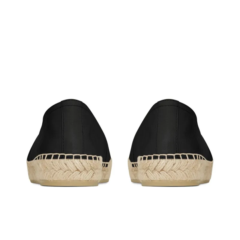 SAINT LAURENT Embossed-logo Leather Espadrilles-4