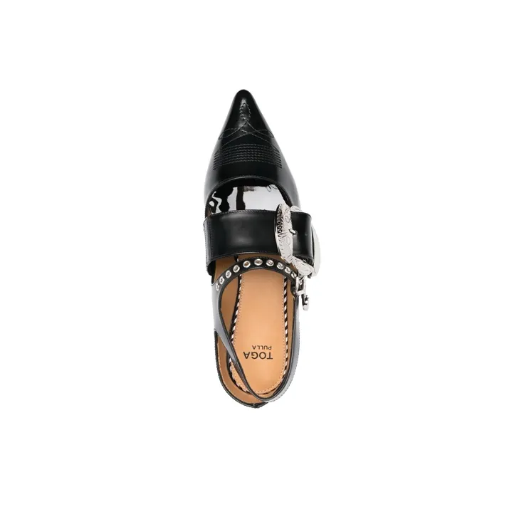 Toga Pulla Buckled Leather Ballerina Shoes-4
