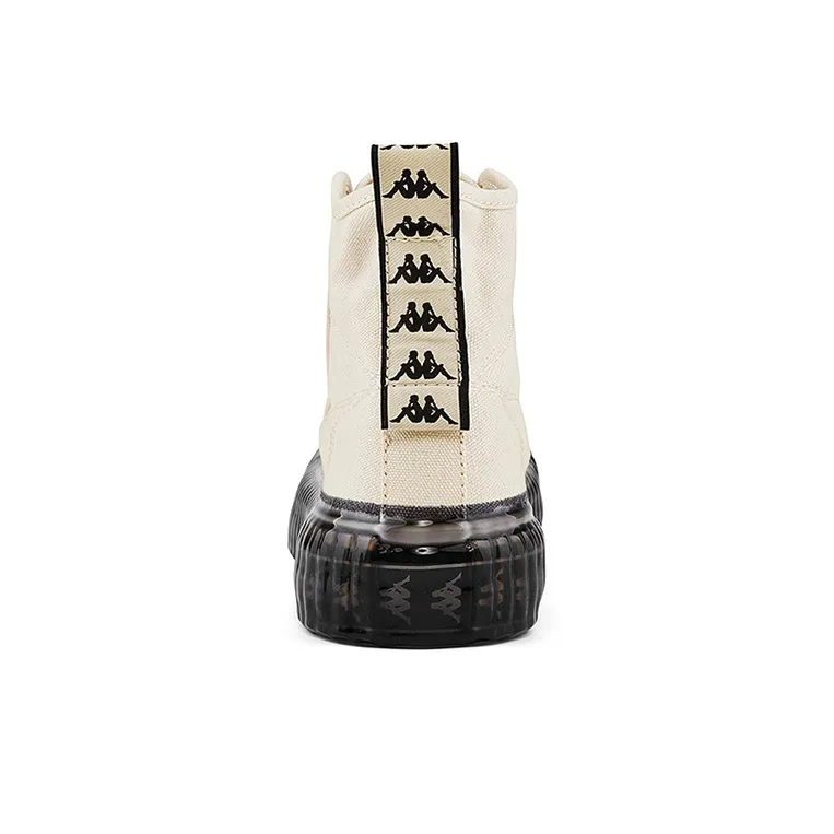 Kappa Anti Slip Wear Resistant High Top Canvas Shoes Unisex White Black-4